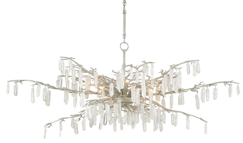 Currey and Company 9000-0608 Eight Light Chandelier, Textured Silver Finish - LightingWellCo