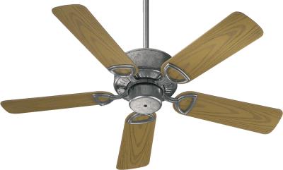 Quorum 143425-9 Estate Patio 42 inch Galvanized with Medium Oak Blades Outdoor Ceiling Fan - LightingWellCo
