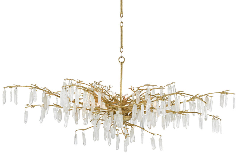 Currey and Company 9000-0438 Eight Light Chandelier, Washed Lucerne Gold/Natural Finish - LightingWellCo
