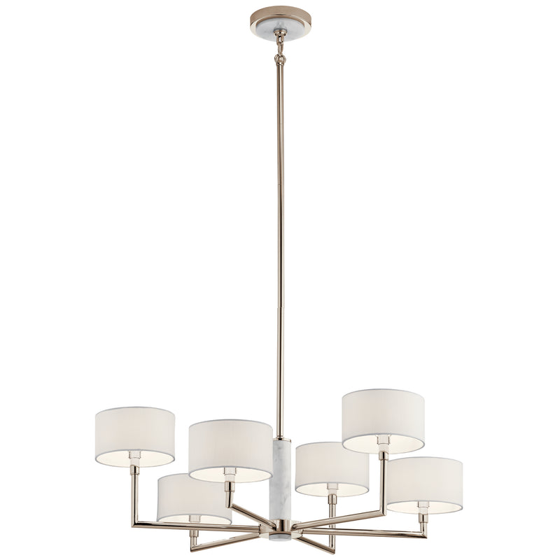 Kichler 52052PN Six Light Chandelier, Polished Nickel Finish - LightingWellCo