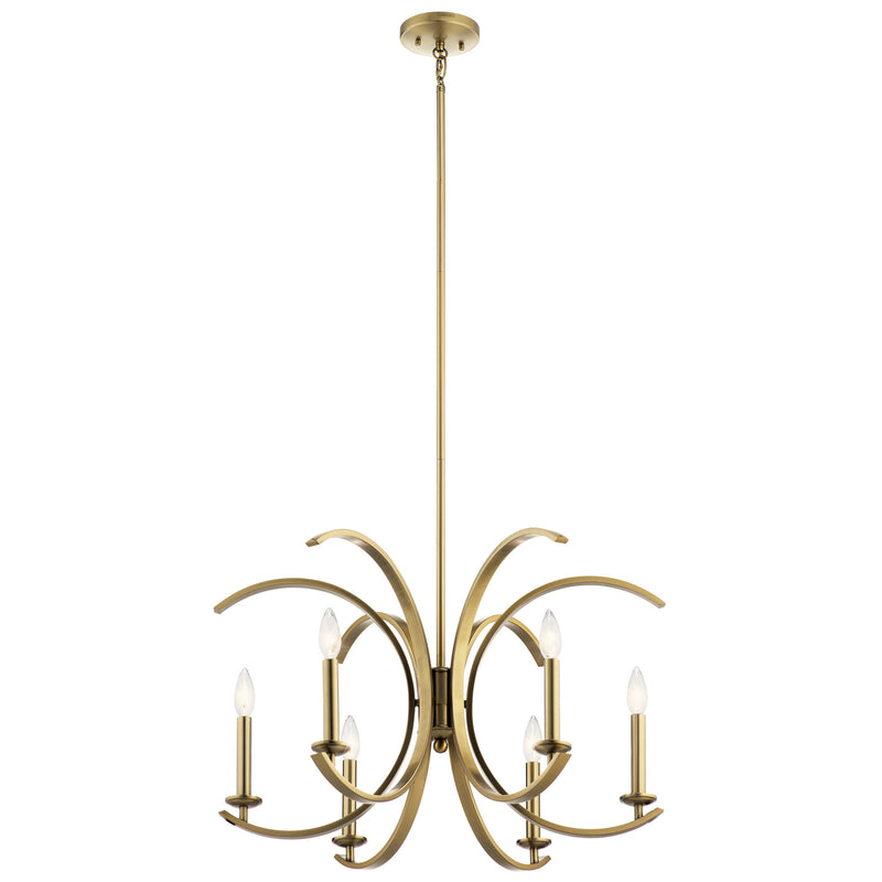 Kichler 52116BNB Six Light Chandelier, Brushed Natural Brass Finish - LightingWellCo