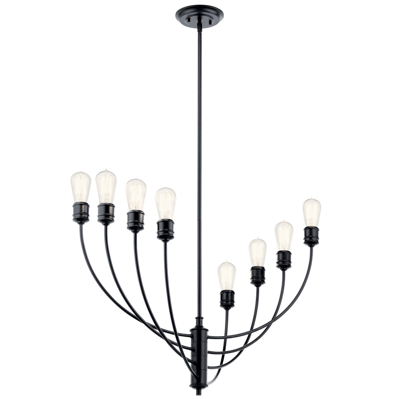 Kichler 52255BK Eight Light Chandelier, Black Finish - LightingWellCo