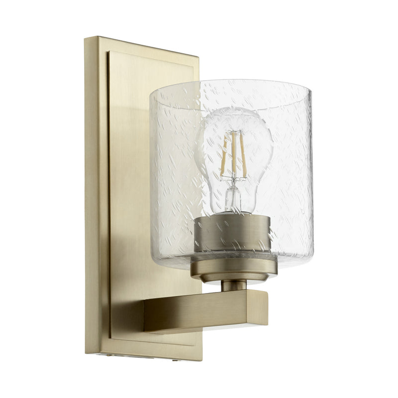 Quorum 5669-1-280 One Light Wall Mount, Aged Brass w/ Clear/Seeded Finish - LightingWellCo