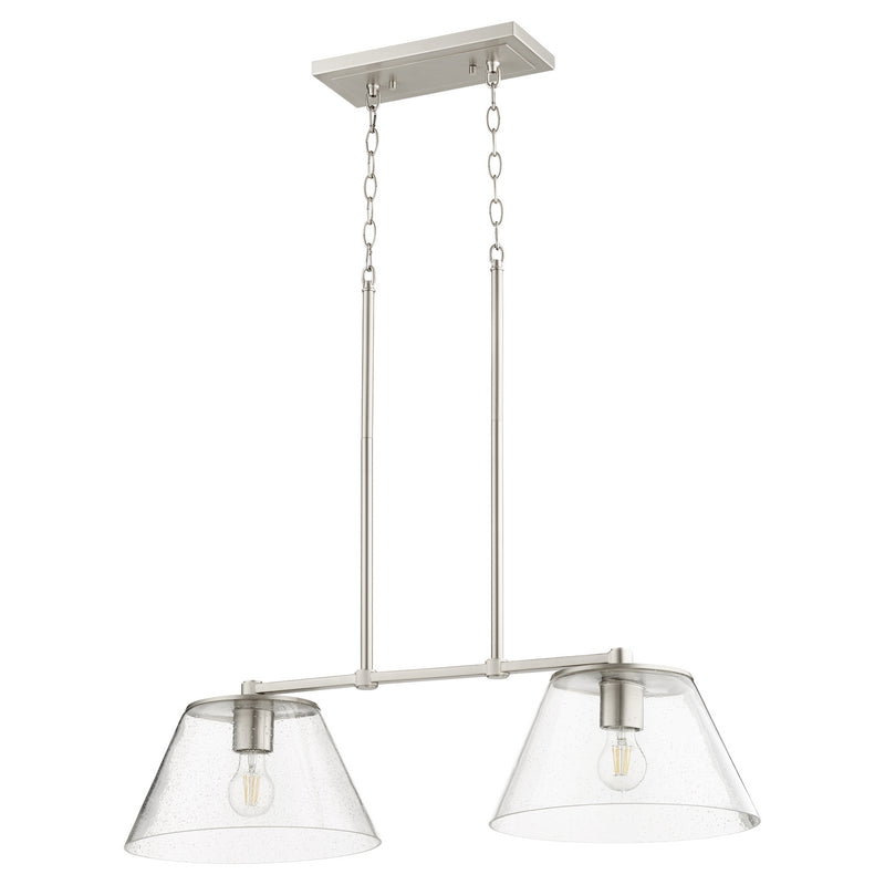 Quorum 6609-2-65 Two Light Island Pendant, Satin Nickel Finish - LightingWellCo