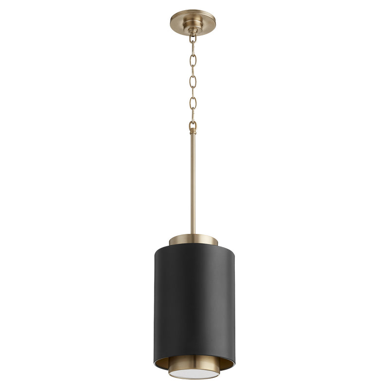 Quorum 8008-6980 One Light Pendant, Black Aged Brass Finish - LightingWellCo