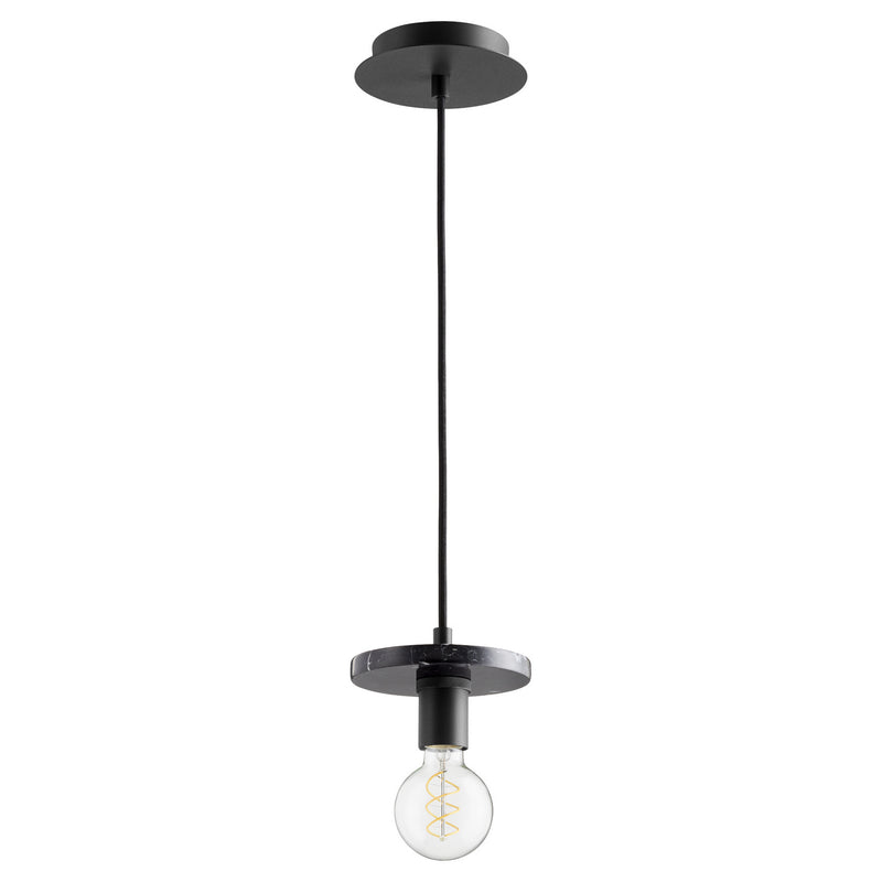 Quorum 822-1569 One Light Pendant, Black w Aged Brass Finish - LightingWellCo