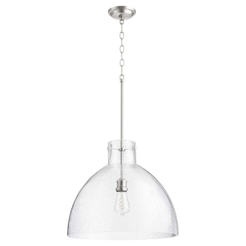 Quorum 8932-65 One Light Pendant, Satin Nickel Finish - LightingWellCo