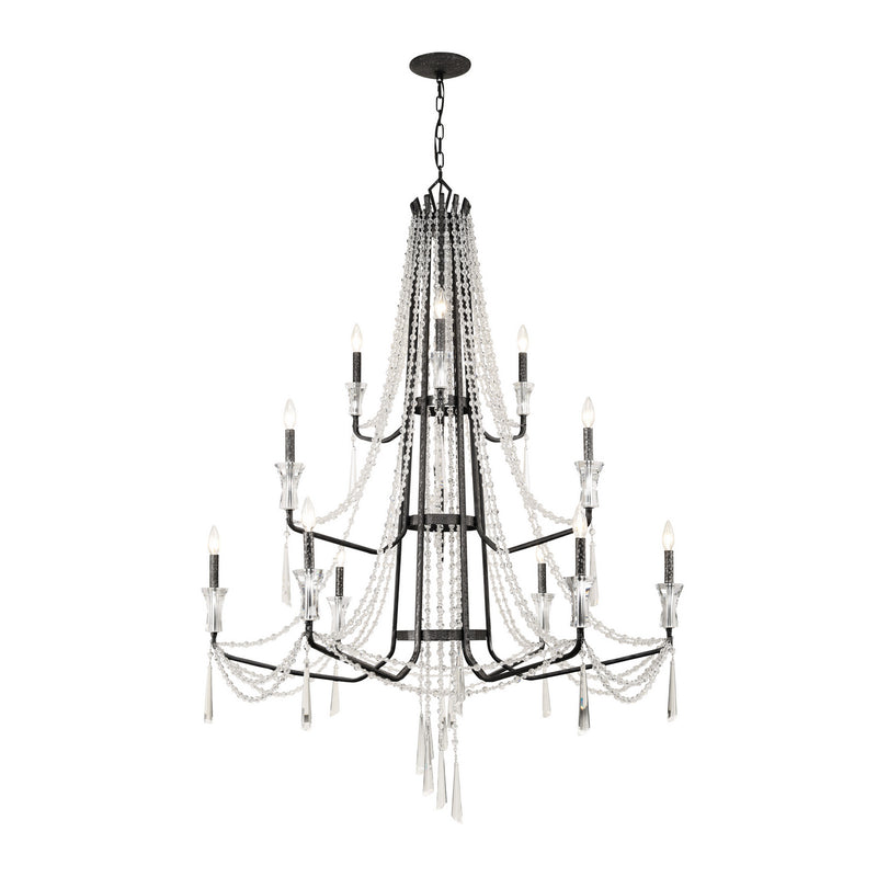 Varaluz 270C12OX 12 Light Chandelier, Onyx Finish - LightingWellCo