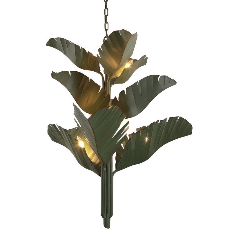 Varaluz 901C09 Nine Light Chandelier, Banana Leaf Finish - LightingWellCo