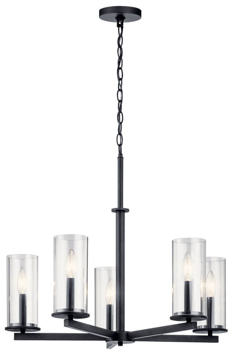 Kichler 43999BK Five Light Chandelier, Black Finish - LightingWellCo