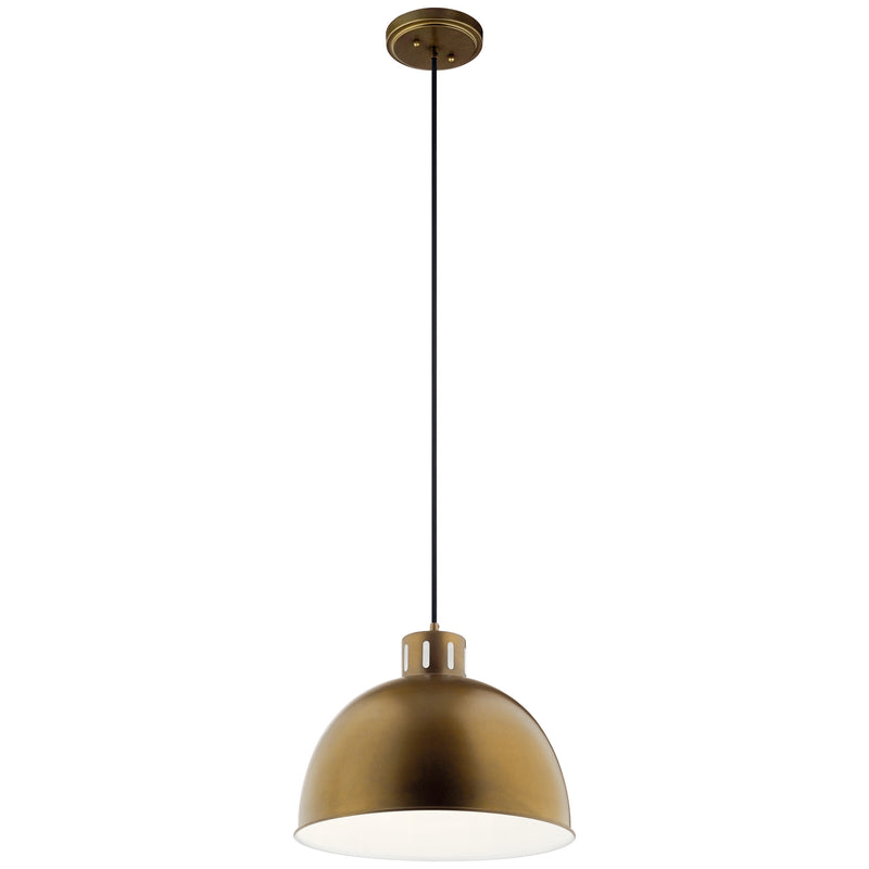 Kichler 52153NBR One Light Pendant, Natural Brass Finish - LightingWellCo