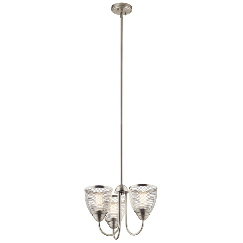 Kichler 52268NI Three Light Chandelier/Semi Flush Mount, Brushed Nickel Finish - LightingWellCo