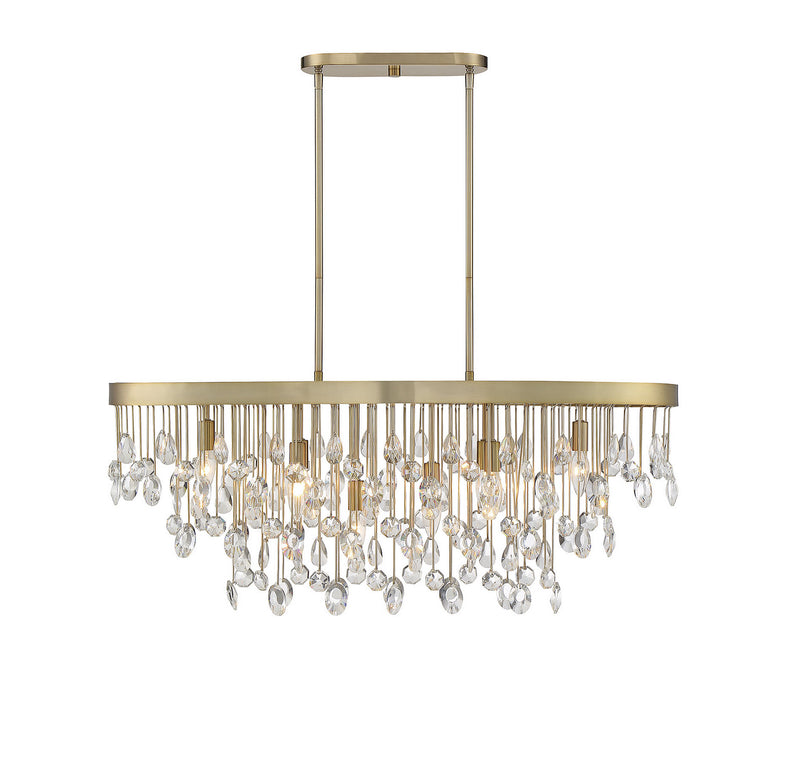 Savoy House 1-1847-8-127 Eight Light Linear Chandelier, Noble Brass Finish LightingWellCo