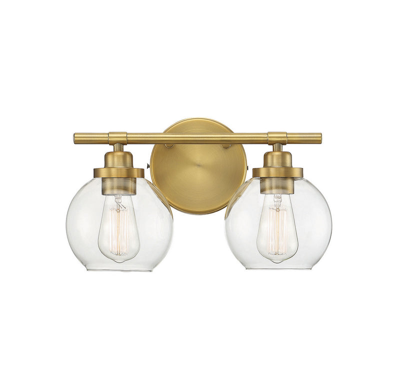 Savoy House Carson 8-4050-2-322 Two Light Bath Bar, Warm Brass Finish - LightingWellCo