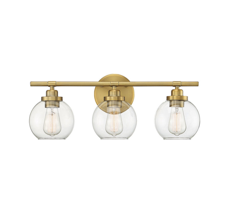 Savoy House Carson 8-4050-3-322 Three Light Bath Bar, Warm Brass Finish - LightingWellCo