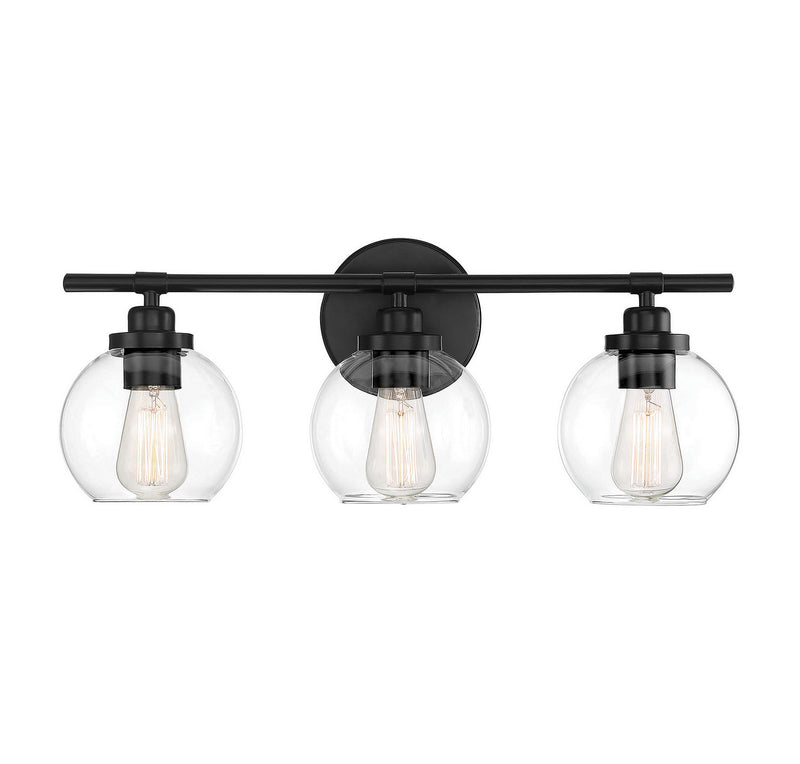 Savoy House Carson 8-4050-3-BK Three Light Bath Bar, Matte Black Finish - LightingWellCo