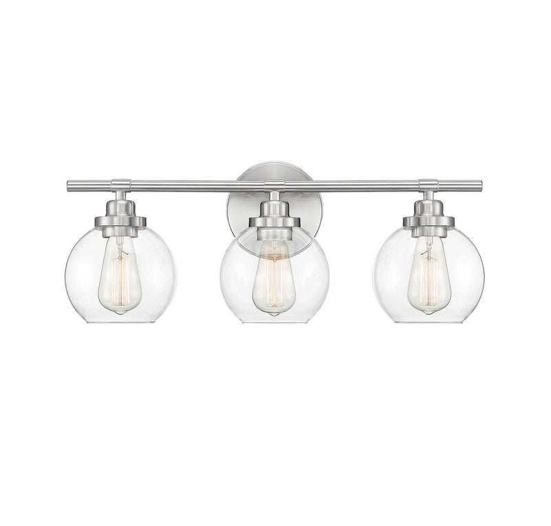 Savoy House Carson 8-4050-3-SN Three Light Bath Bar, Satin Nickel Finish - LightingWellCo