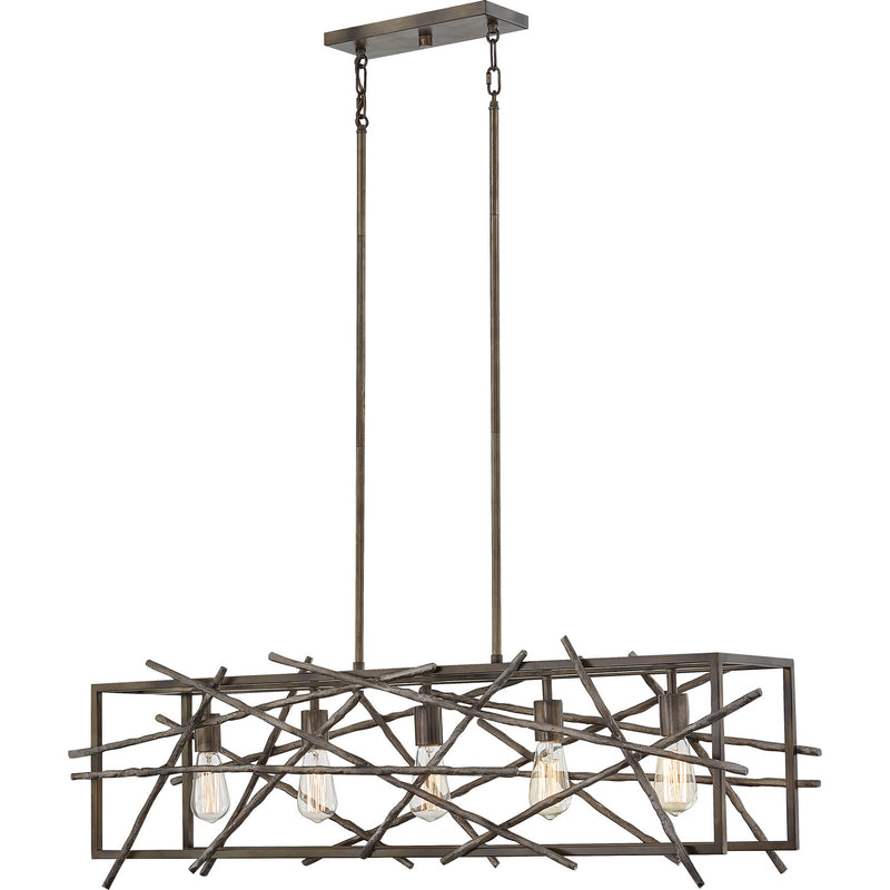 Quoizel BRH5042RT Five Light Island Chandelier, Restored Bronze Finish - LightingWellCo