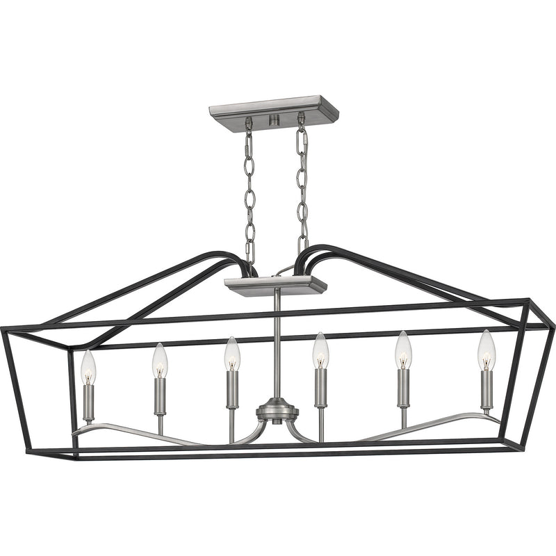 Quoizel CTA642MBK Six Light Island Chandelier, Matte Black Finish - LightingWellCo