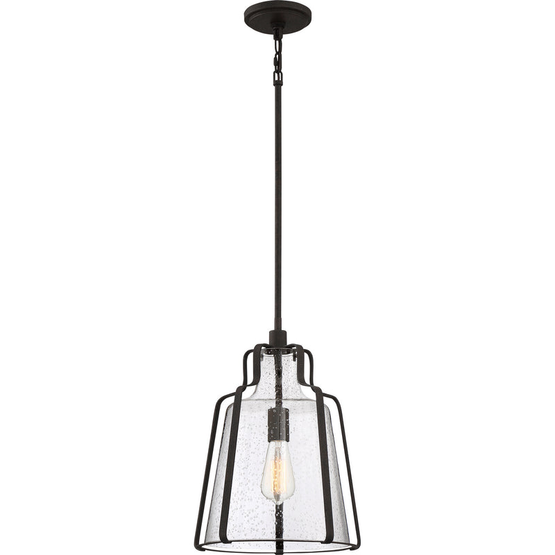 Quoizel QF5228RK One Light Pendant, Rustic Black Finish - LightingWellCo