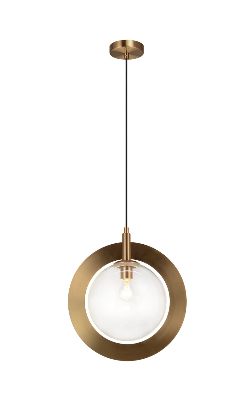 Matteo Lighting C80711AGCL One Light Pendant, Aged Gold Brass Finish - LightingWellCo