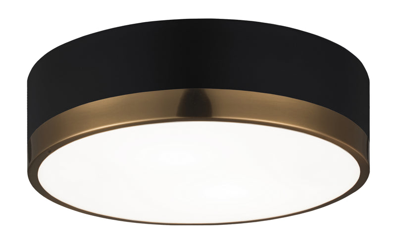 Matteo Lighting M14302BKAG Two Light Flush Mount, Black & Aged Gold Glass Finish - LightingWellCo