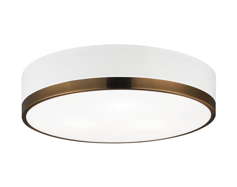 Matteo Lighting M14303WHAG Three Light Flush Mount, White & Aged Gold Brass Finish - LightingWellCo