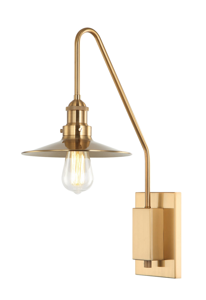 Matteo Lighting S01511AGAG One Light Wall Sconce, Aged Gold Brass Finish - LightingWellCo