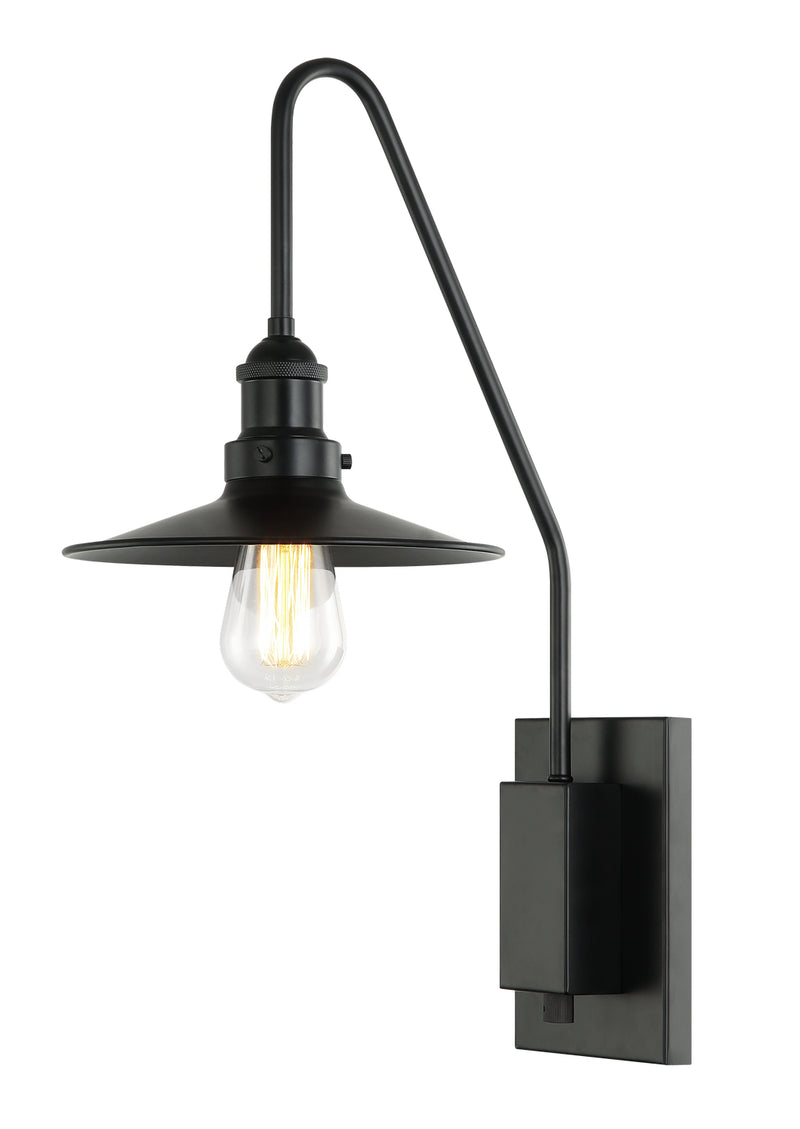 Matteo Lighting S01511BKBK One Light Wall Sconce, Black Finish - LightingWellCo