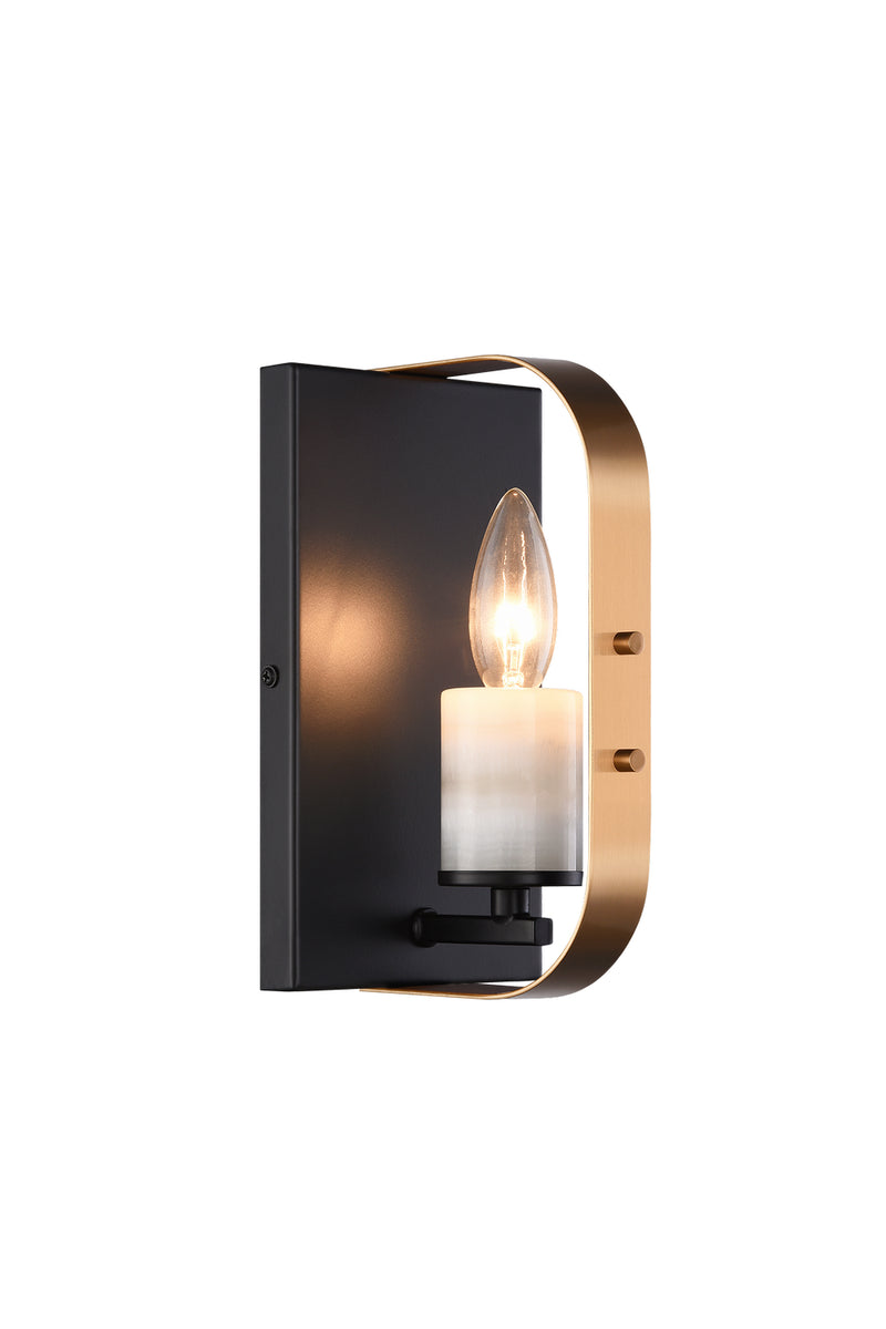 Matteo Lighting W82901BKAG One Light Wall Sconce, Black & Aged Gold Brass Finish - LightingWellCo