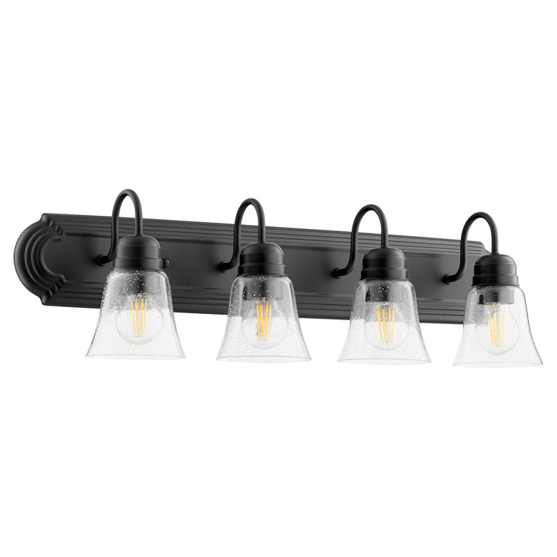 Quorum 5094-4-269 Four Light Vanity, Black w ClearSeeded Finish - LightingWellCo