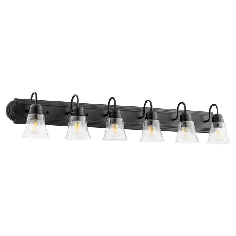 Quorum 5094-6-269 Six Light Vanity, Black w ClearSeeded Finish - LightingWellCo