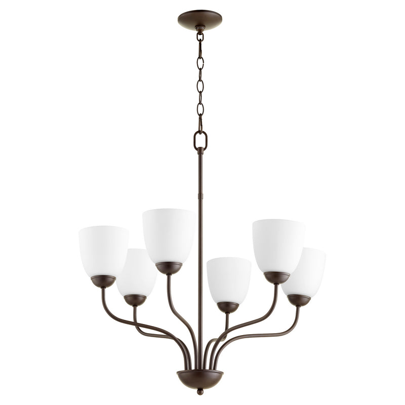 Quorum 6041-6-86 Six Light Chandelier, Oiled Bronze Finish - LightingWellCo