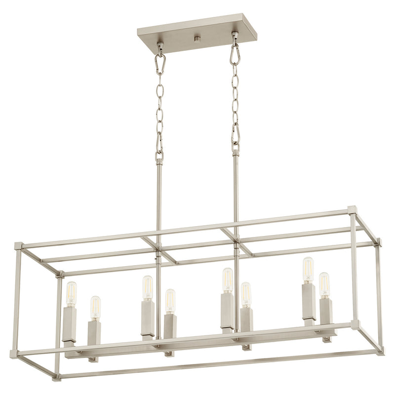 Quorum 656-8-65 Eight Light Pendant, Satin Nickel Finish - LightingWellCo