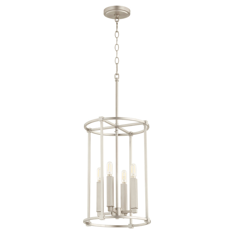 Quorum 686-4-65 Four Light Entry Pendant, Satin Nickel Finish - LightingWellCo