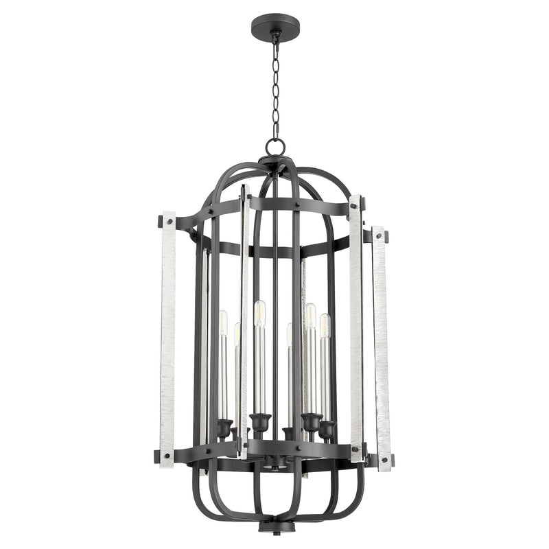 Quorum 6864-6-69 Six Light Entry Pendant, Black Finish - LightingWellCo