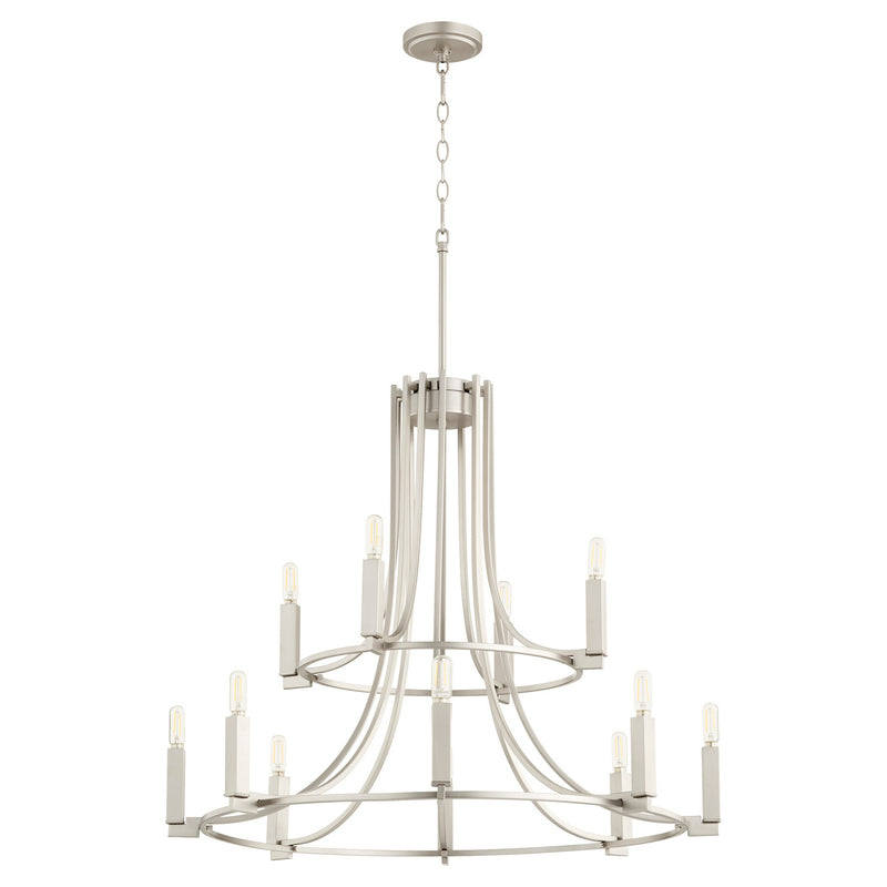 Quorum 696-12-65 12 Light Chandelier, Satin Nickel Finish - LightingWellCo