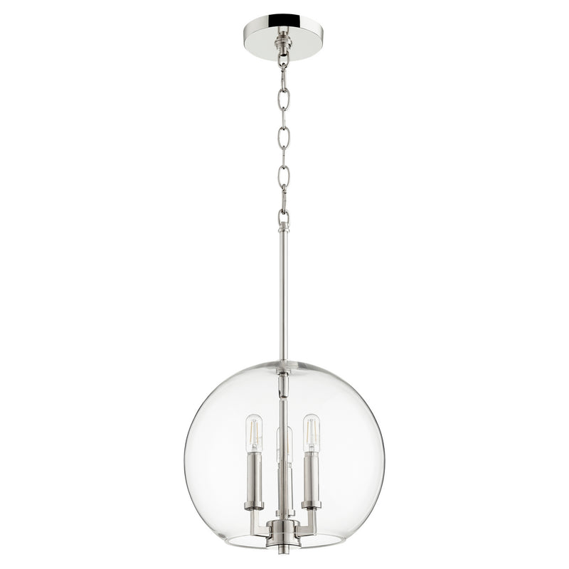 Quorum 873-3-62 Three Light Pendant, Polished Nickel Finish - LightingWellCo
