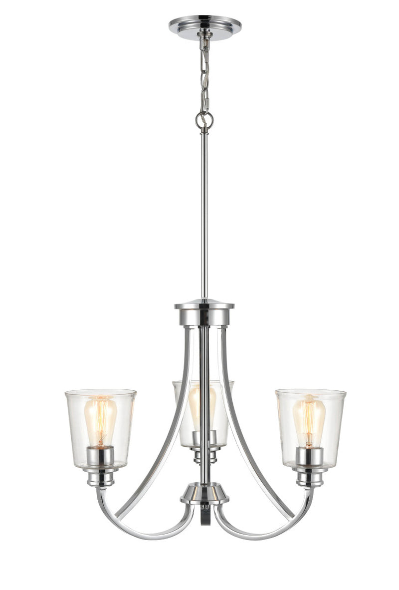 Millennium 3623-CH Three Light Chandelier, Chrome Finish - LightingWellCo