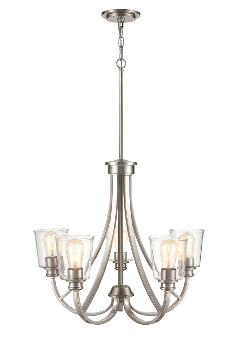 Millennium 3625-BN Five Light Chandelier, Brushed Nickel Finish - LightingWellCo
