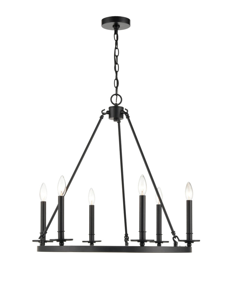 Millennium 6706-MB Six Light Chandelier, Matte Black Finish - LightingWellCo