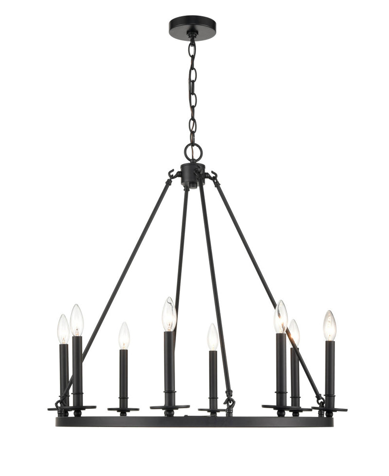 Millennium 6708-MB Eight Light Chandelier, Matte Black Finish - LightingWellCo
