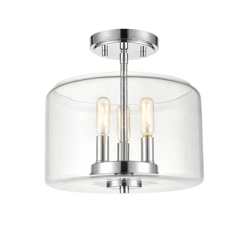 Millennium 6923-CH Three Light Semi-Flush Mount, Chrome Finish - LightingWellCo