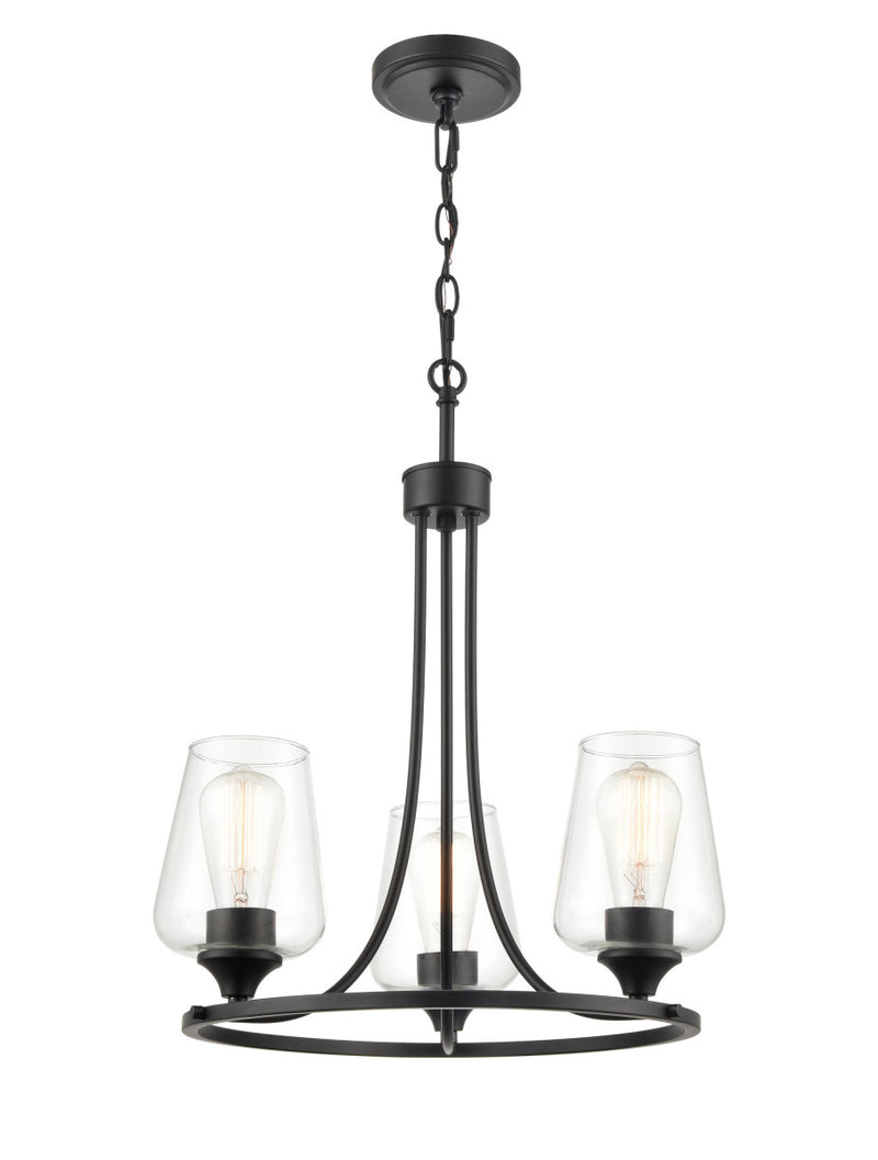 Millennium 9723-MB Three Light Chandelier, Matte Black Finish - LightingWellCo