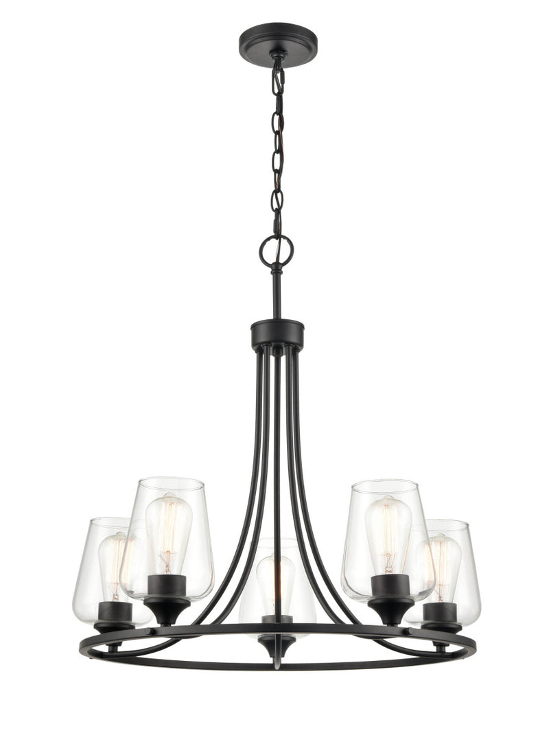 Millennium 9725-MB Five Light Chandelier, Matte Black Finish - LightingWellCo