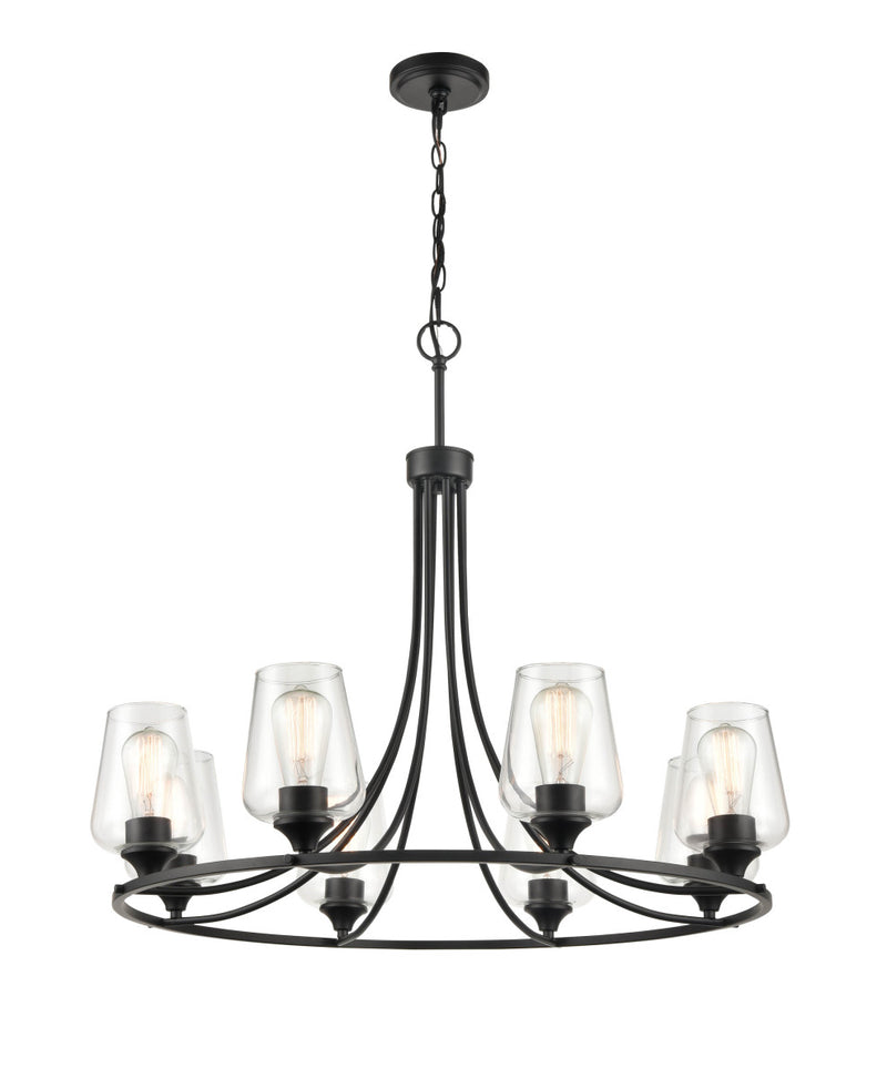 Millennium 9728-MB Eight Light Chandelier, Matte Black Finish - LightingWellCo