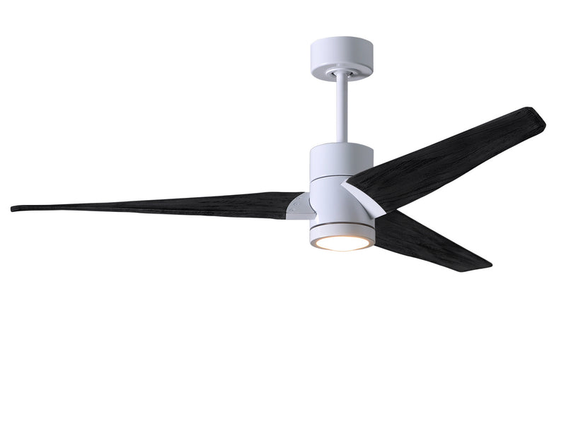 Matthews Fan Company Super Janet SJ-WH-BK-52 52``Ceiling Fan, Gloss White Finish - LightingWellCo