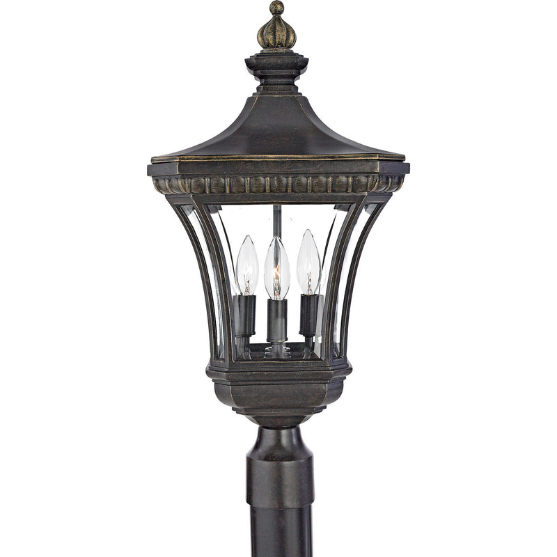 Quoizel DE9256IB Three Light Outdoor Post Lantern, Imperial Bronze Finish - LightingWellCo