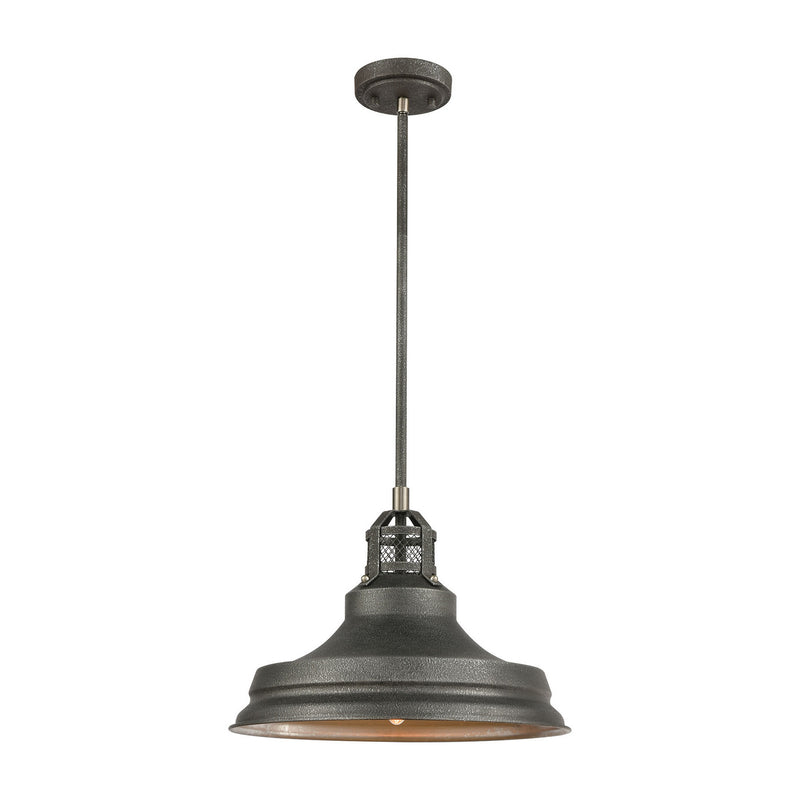 ELK Home 14545/1 One Light Pendant, Slate Mist, Satin Nickel Finish - At LightingWellCo