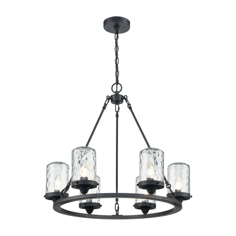 ELK Home 45406/6 Six Light Outdoor Chandelier, Charcoal Finish - At LightingWellCo